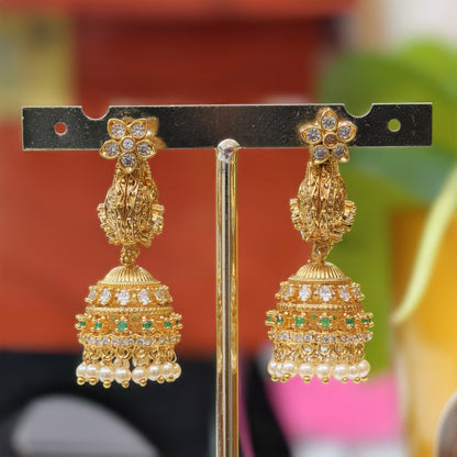 Green makara Kundan Earrings