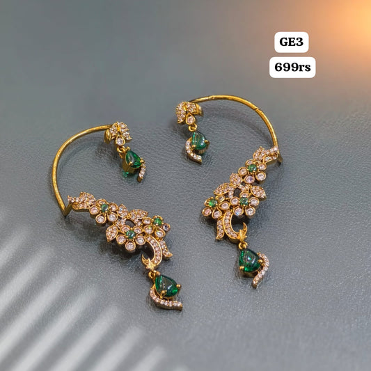 Ear Cuffs (Green Stones)