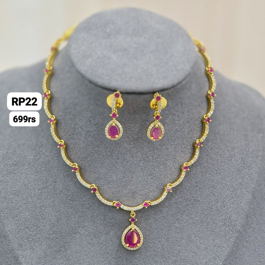 Short Neckset (Pink Stone)