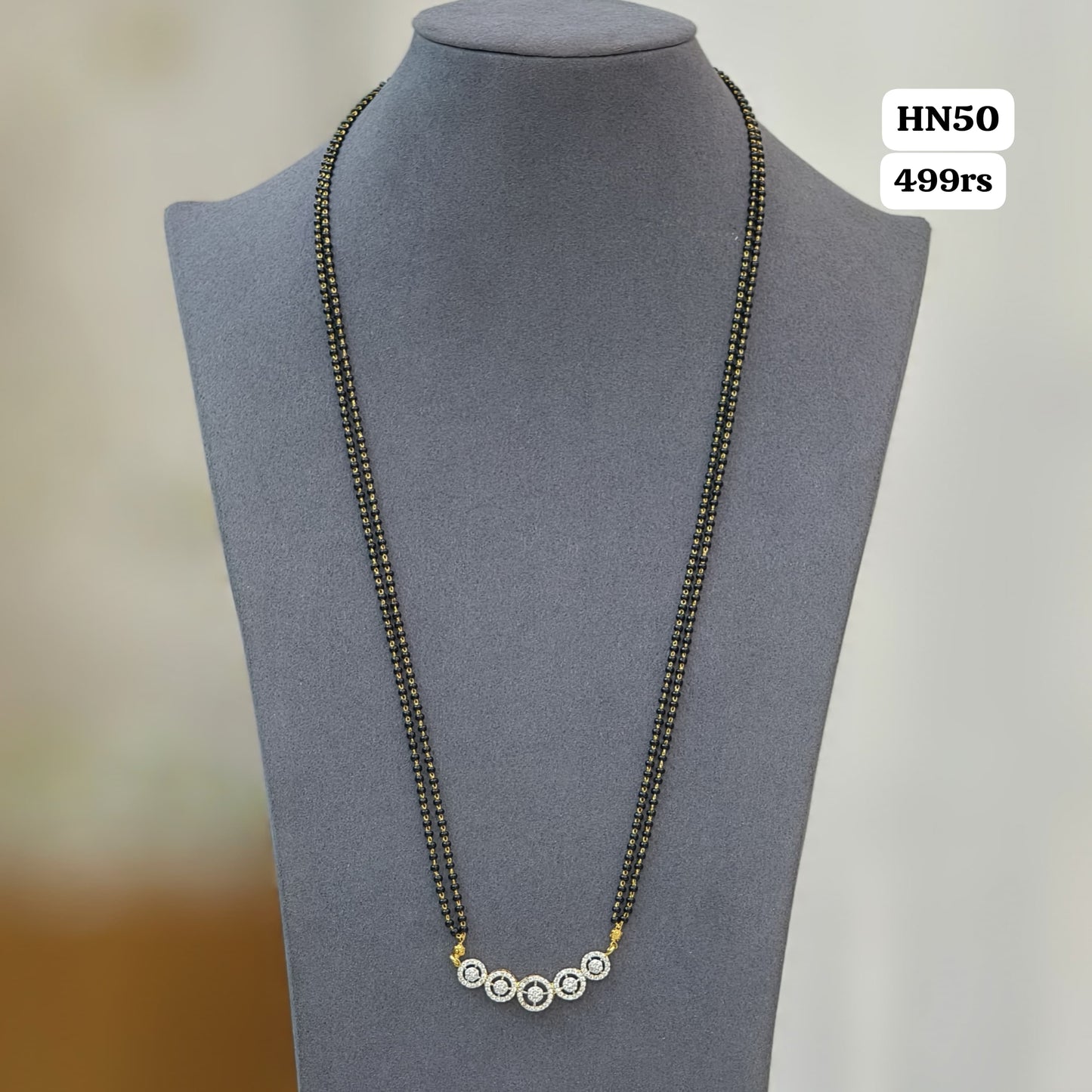 2 Lines Long Black Beads