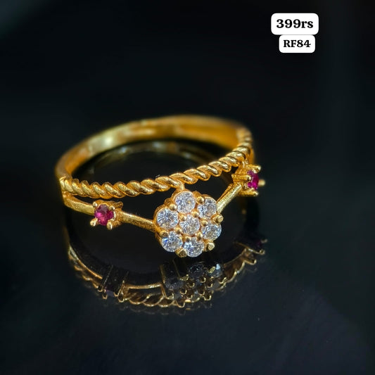 white stone Ring (Gold Finish)