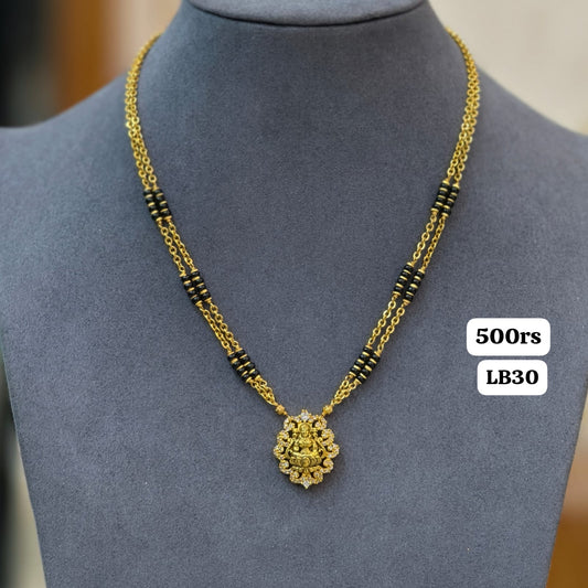 Short 2 lines Black beads