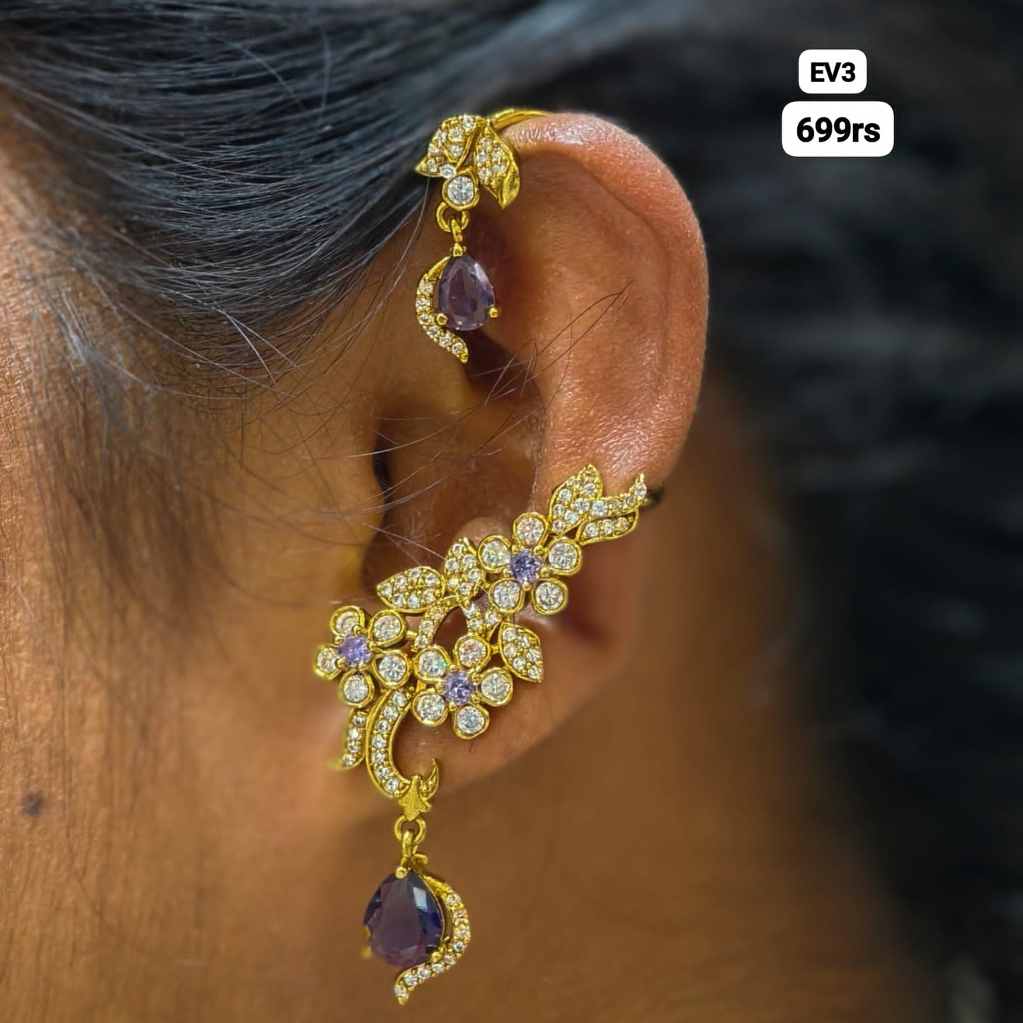 Earcuffs (violet stone)