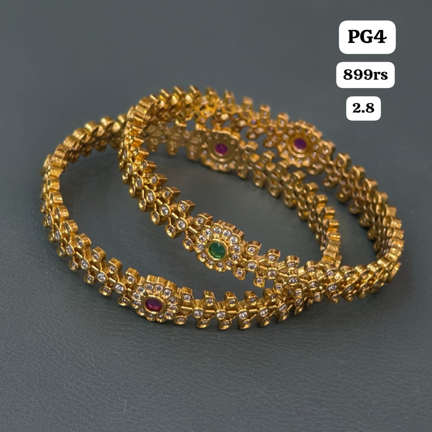 Flower Pattern Bangles (2.8)