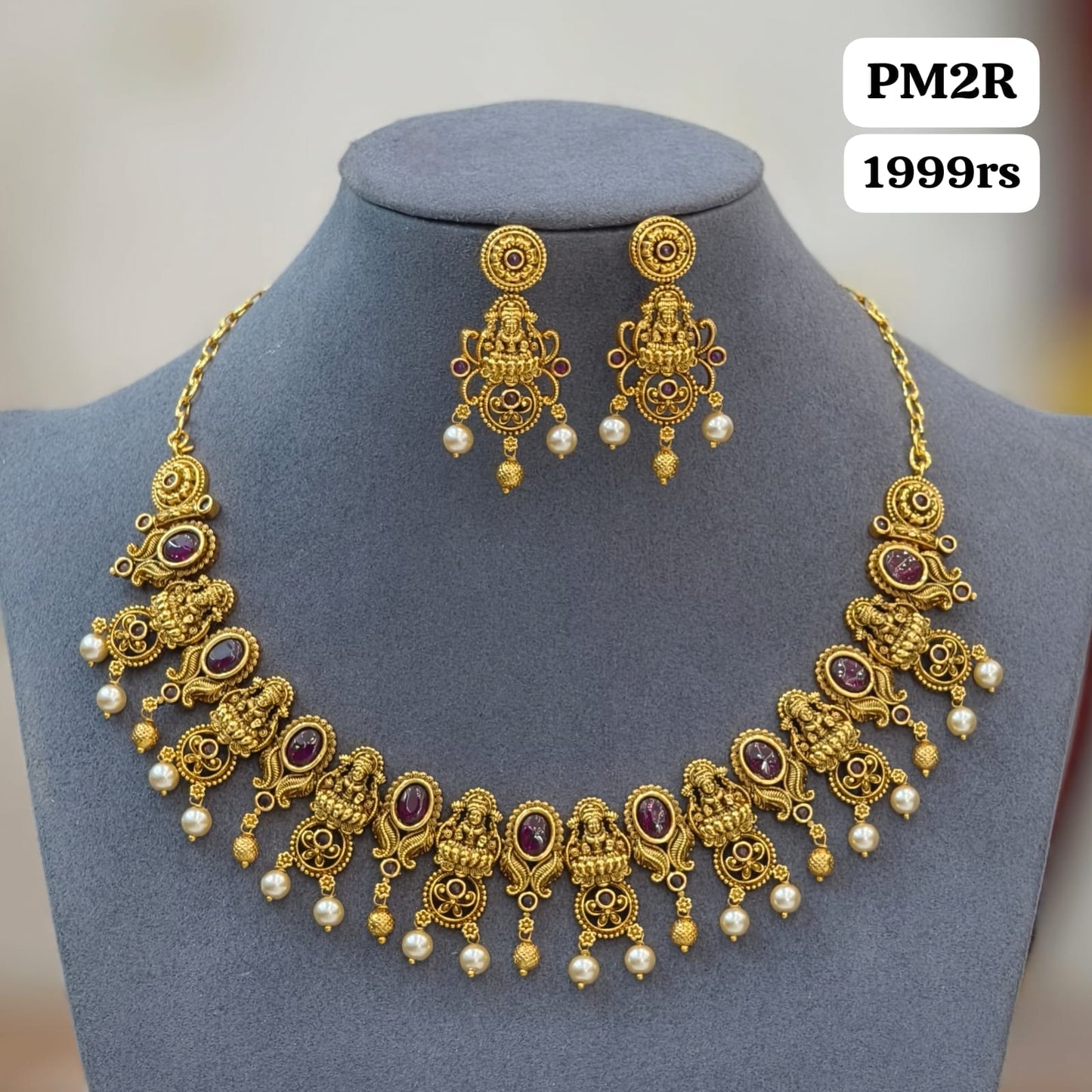 Ruby stone Laxmi Short Neckset