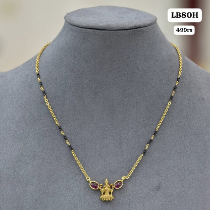 Laxmi pendant with Black beads