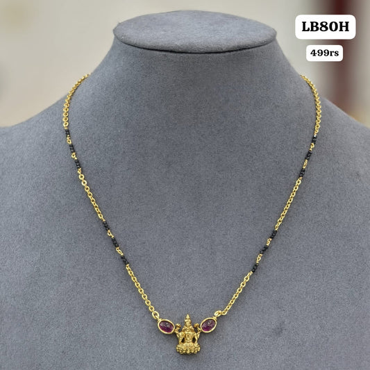 Laxmi pendant with Black beads