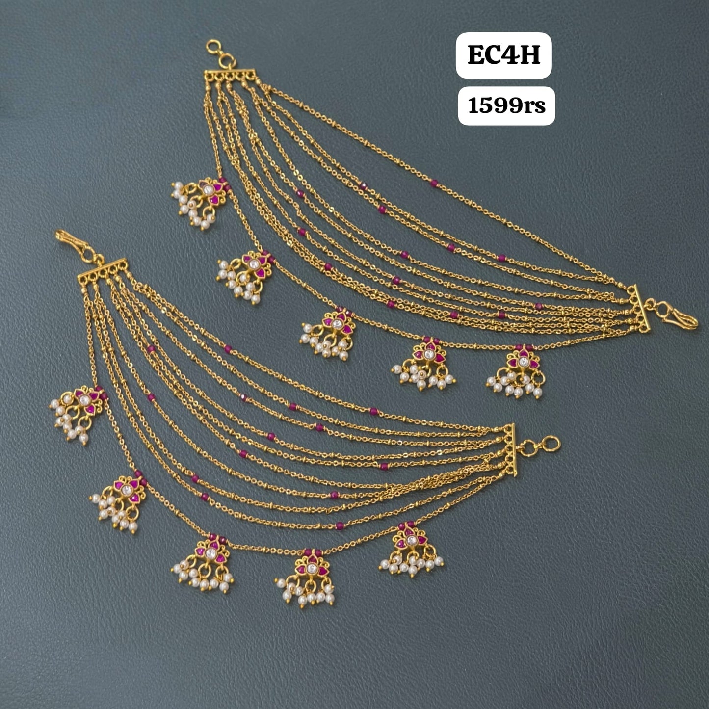 10 Layers kundan Earchains