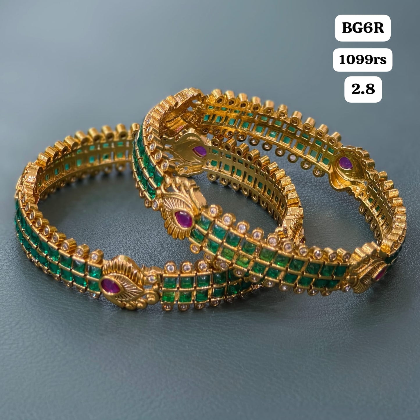 Green stone Bangles(2.8)