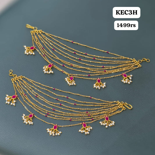 10 Layers kundan drops Earchains