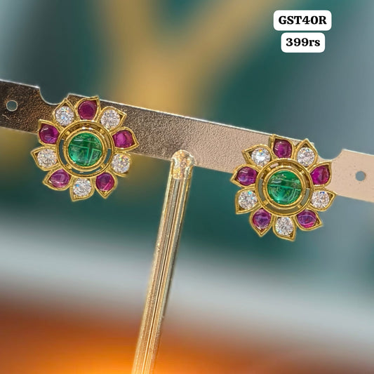 Pink & green studs
