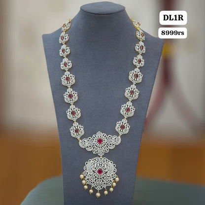 Diamond Long Neckset (Pink)