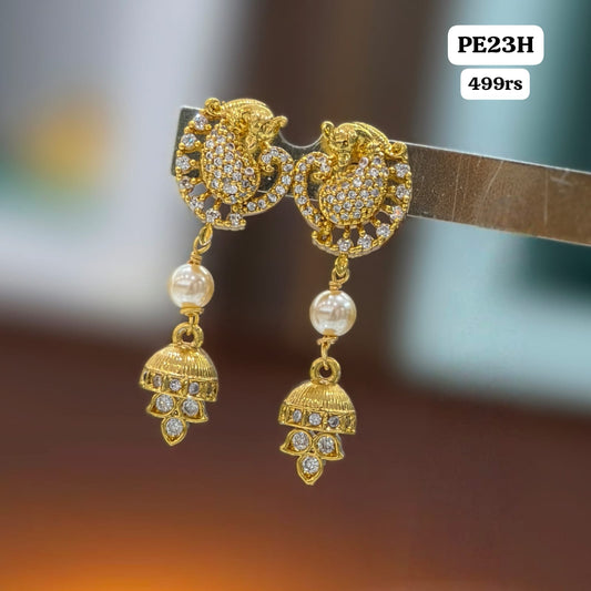 Peacock stud with string earrings