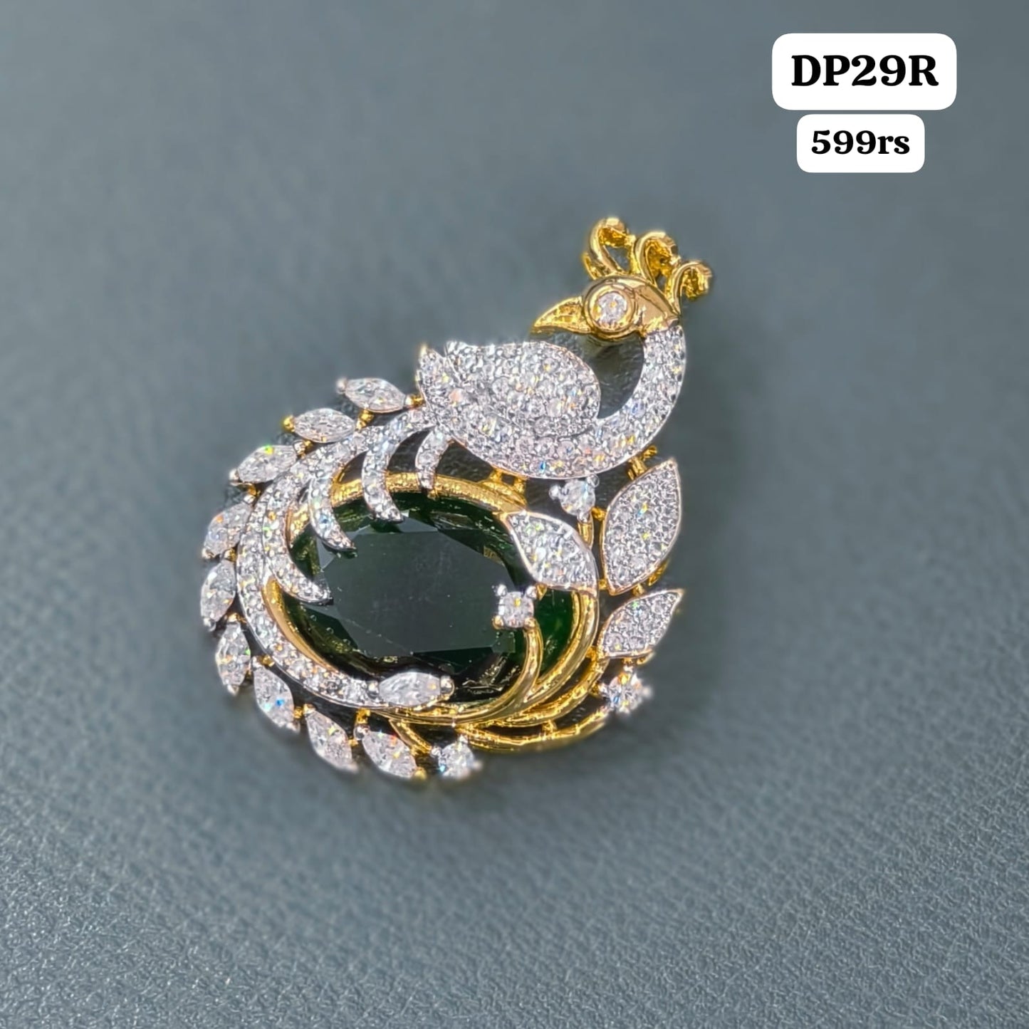 Diamond peacock pendant
