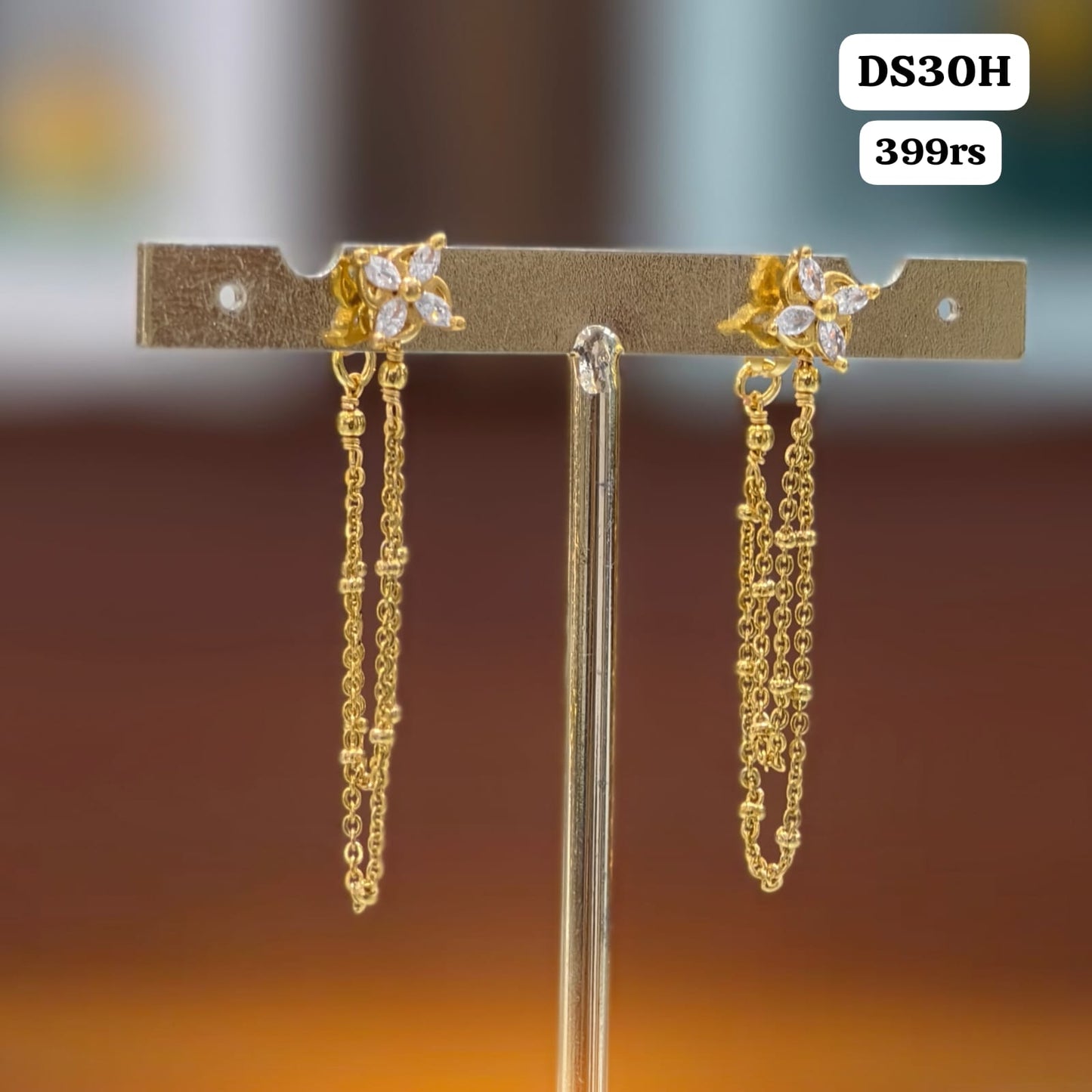Flower Stud with string earrings