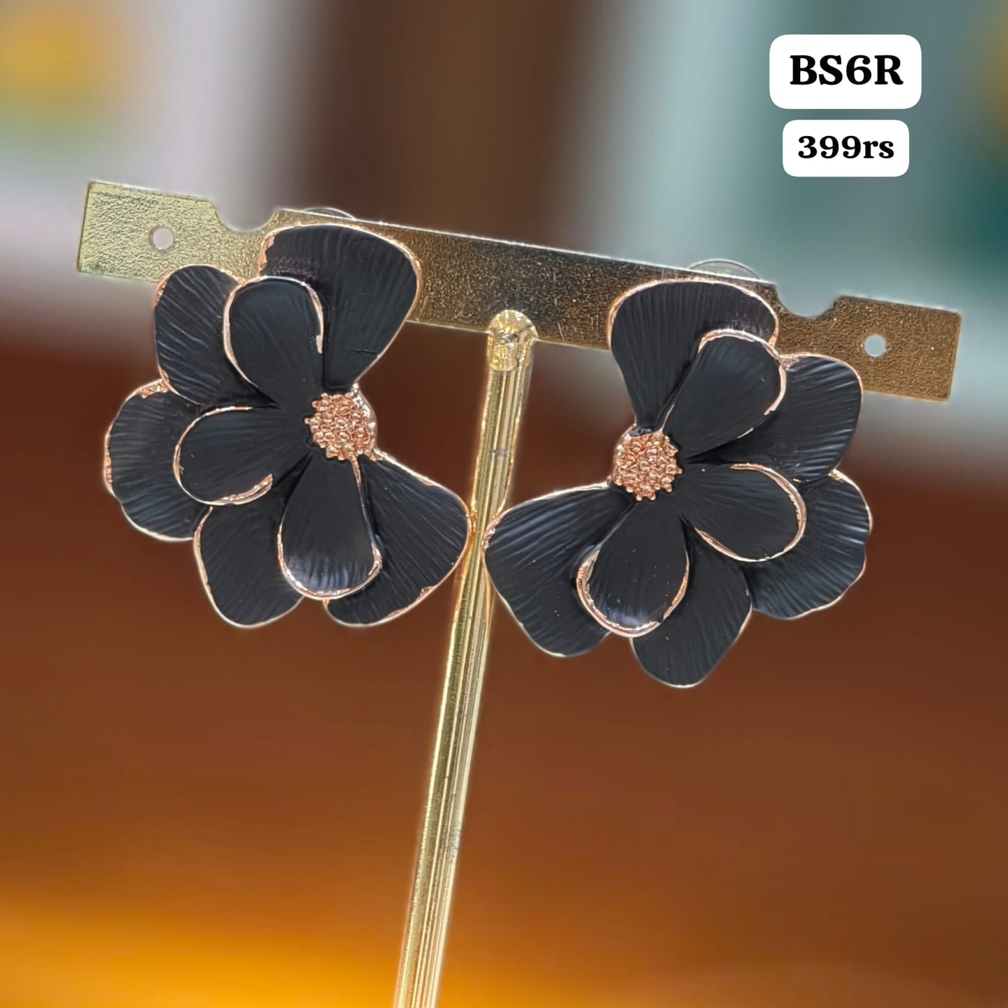 Black flower Studs
