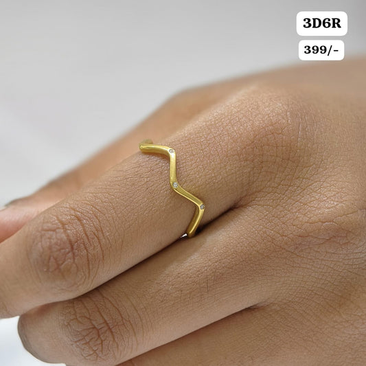 3 Stone Wave Ring