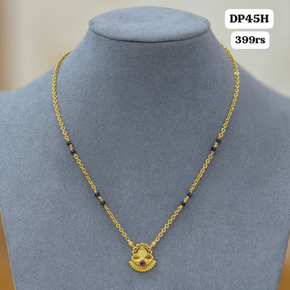 Deepam pendant with short black beads