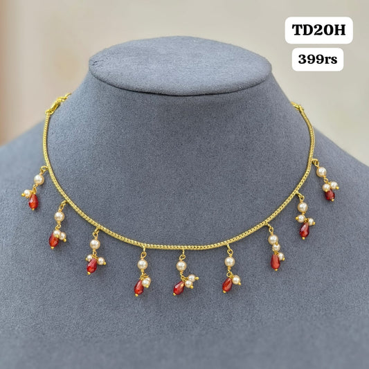 Ruby Pearl Drops Necklace