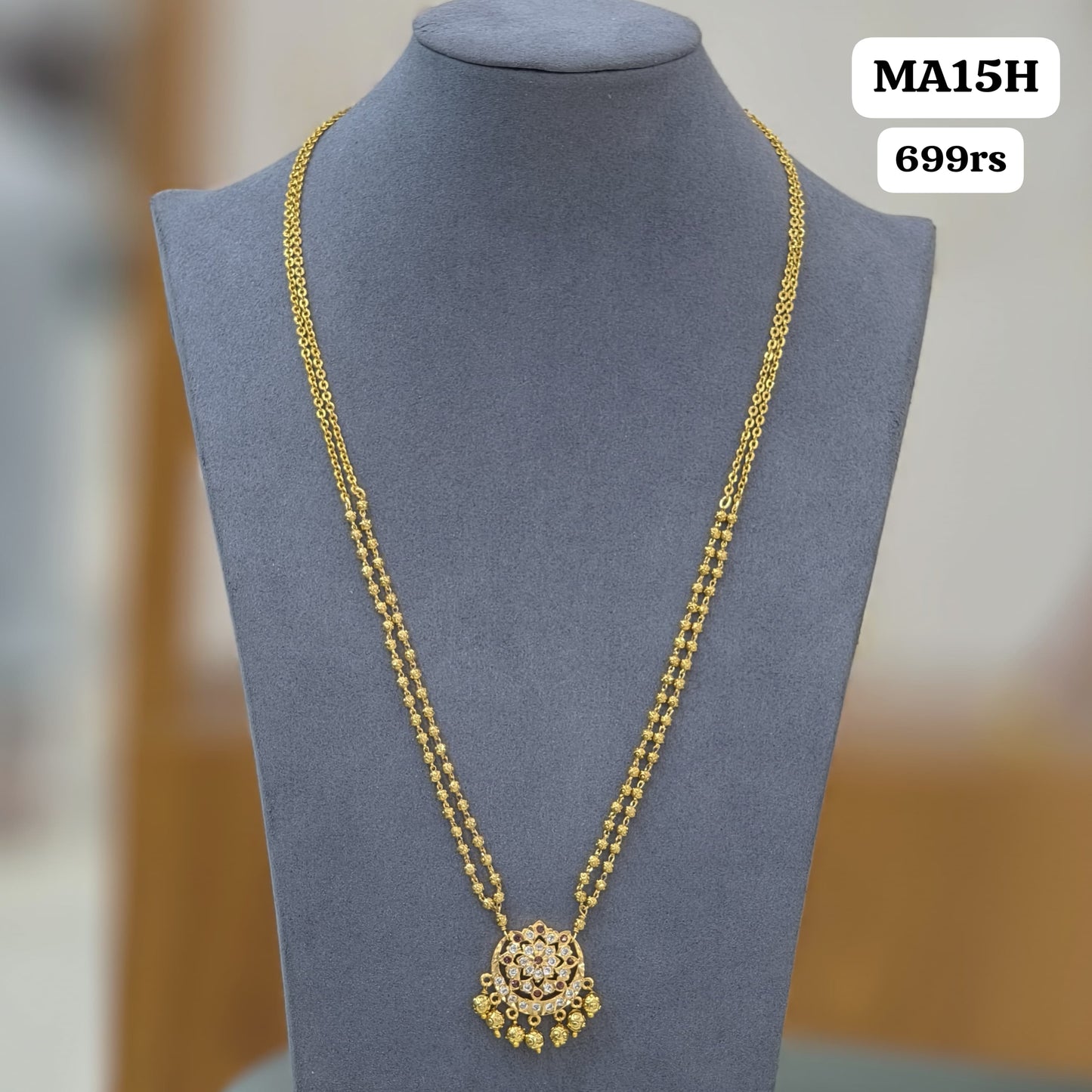 Micro pendant with nakshi balls and chandraharam