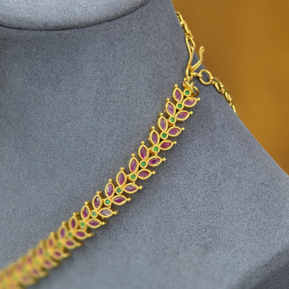 Micro gold Finishing Short Neckset (Ruby stone)