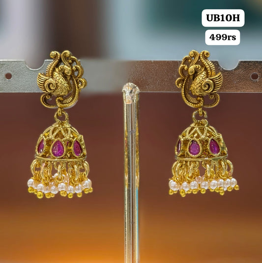 Peacock pink Butta Earrings