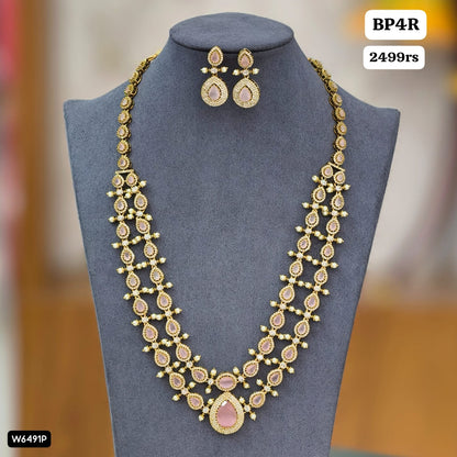 Double layer Long Neckset (Pink& White)