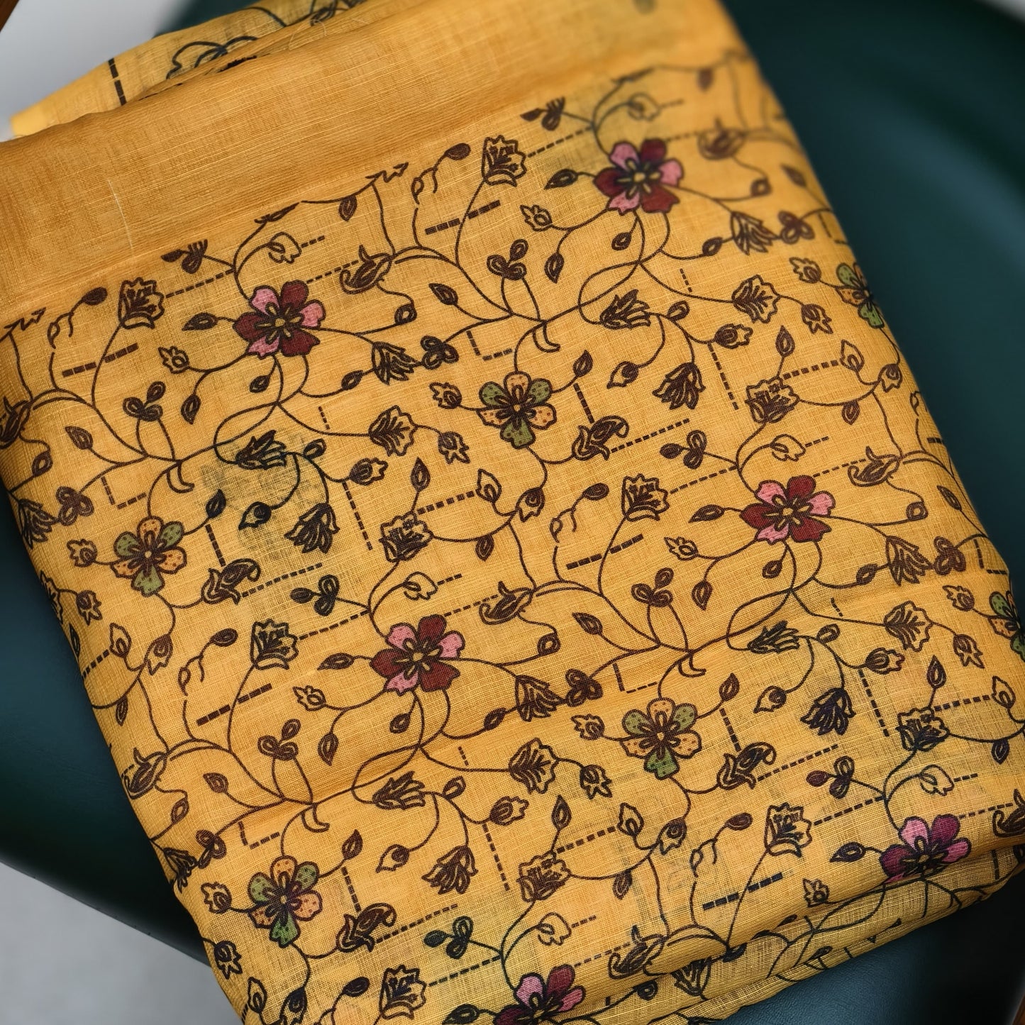 Linen cotton saree (Yellow)