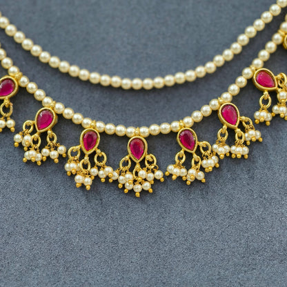 Kundan pendant with Layers Chain