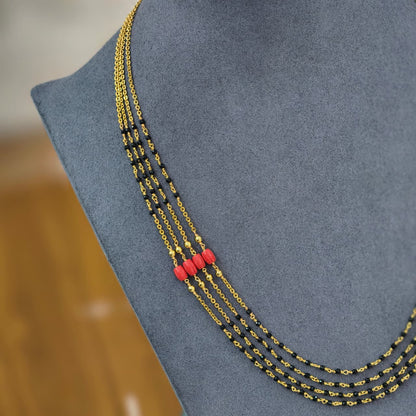 Layers black crystal and Pagadam beads Chain
