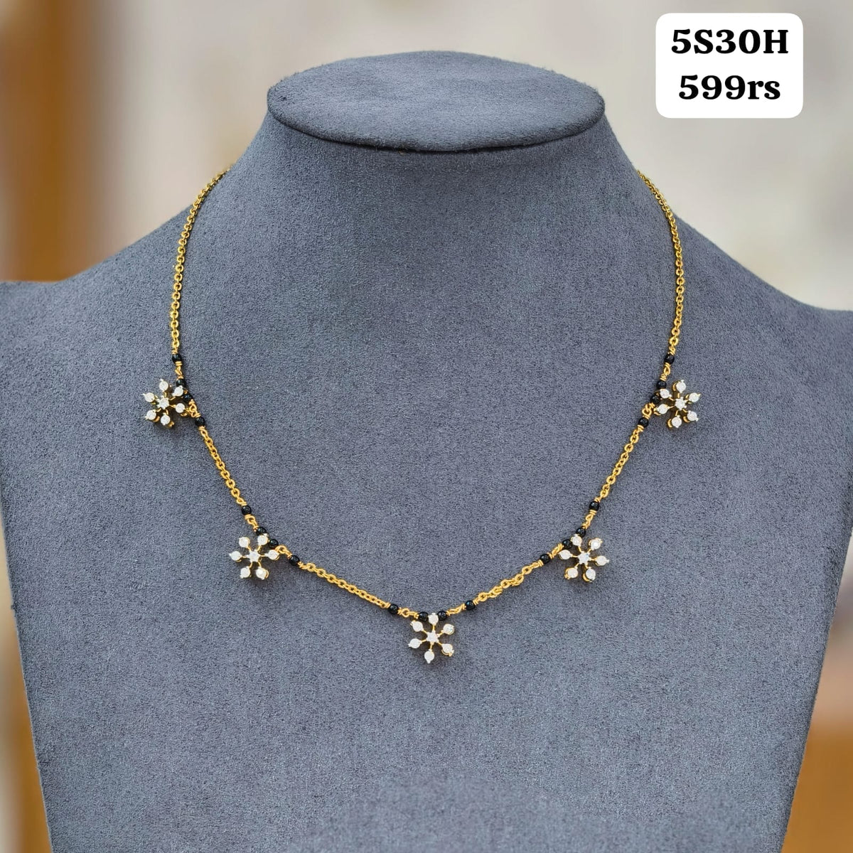 5 Star Short black beads