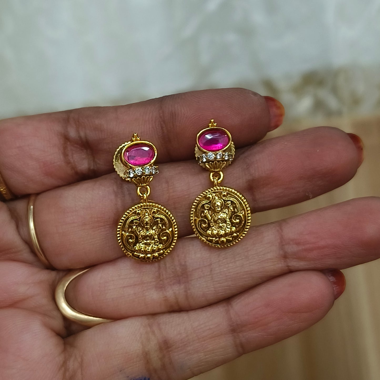 Nakshi kempu earings