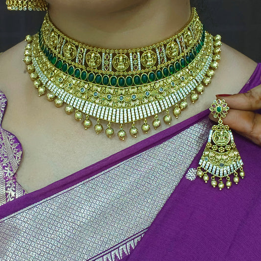 Heavy Nakshi Chocker with Laxmi idols