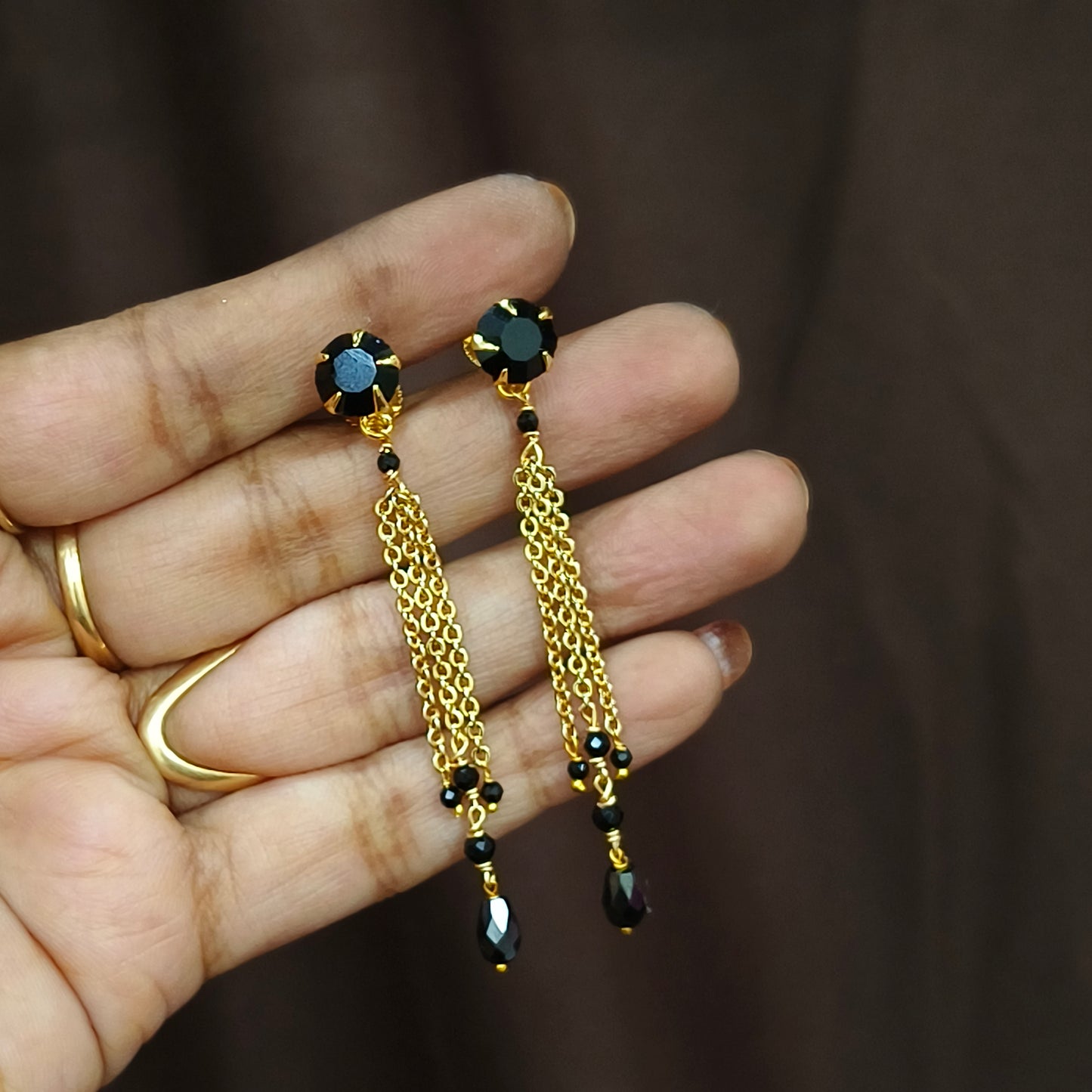 Black string earings-217RN96