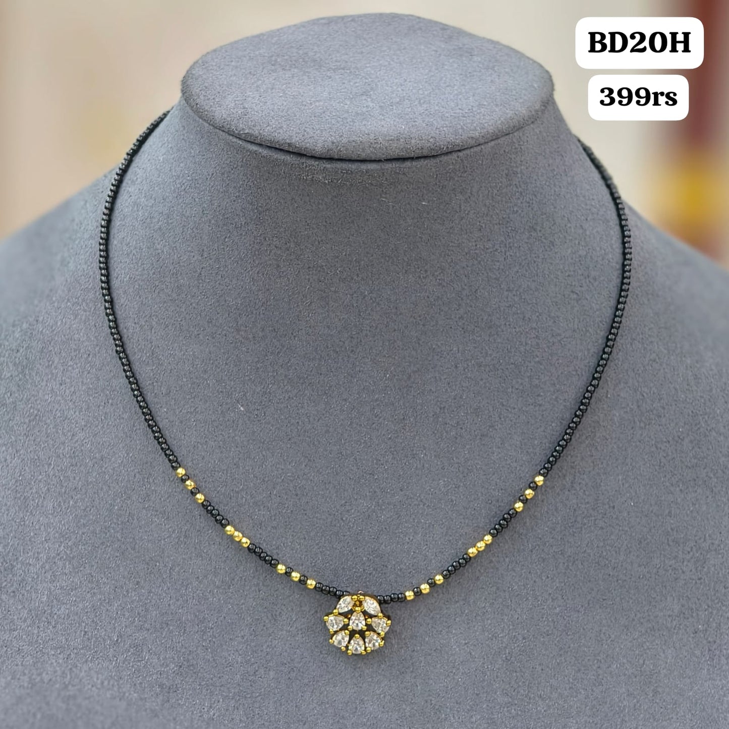 short black beads