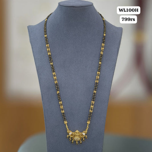 Laxmi pendant Long black beads