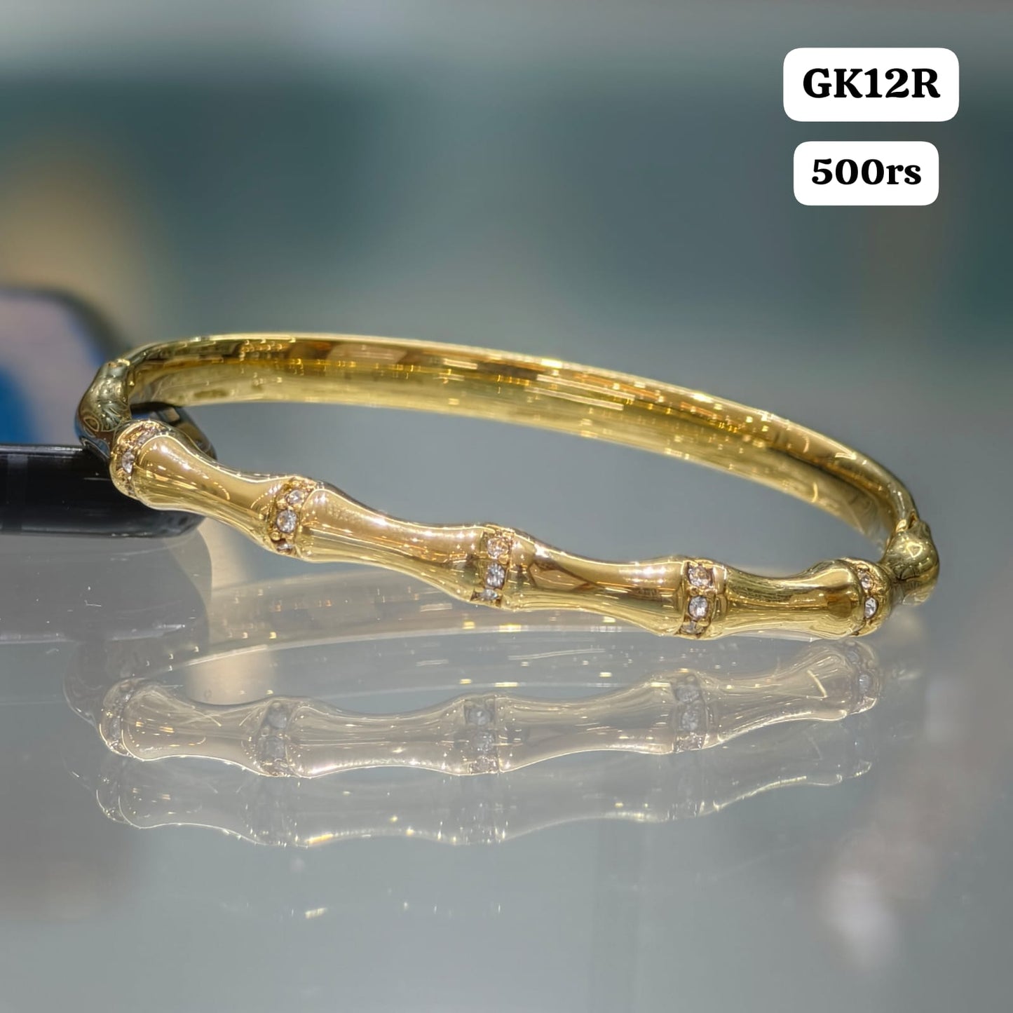 Gold & white stone kada