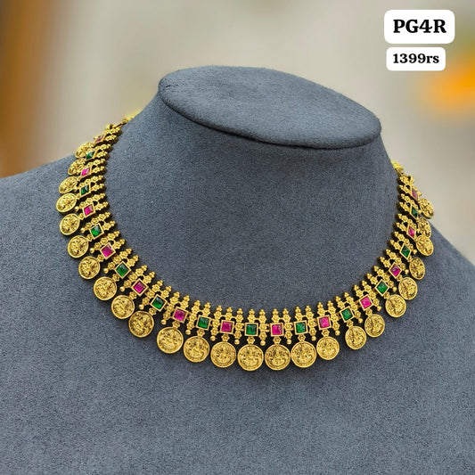 Kasu Short Neckset (pink & green)