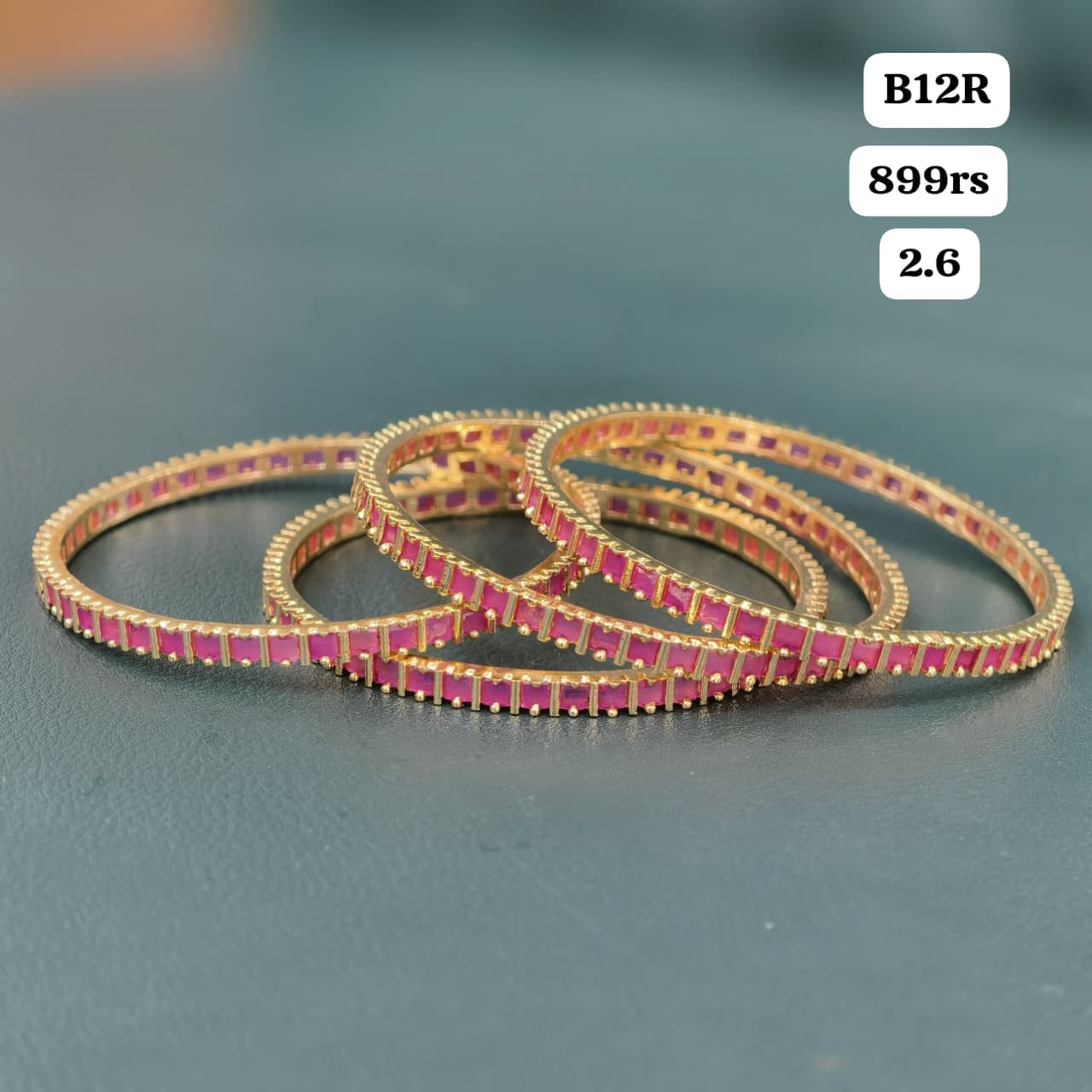 Pink Stone Bangles (2.6)