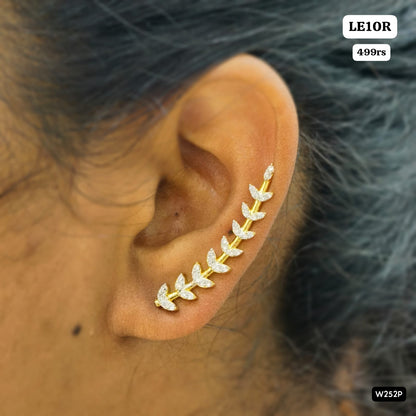 White stone Earcuff (Leaf)