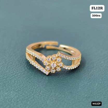 White Stone flower ring