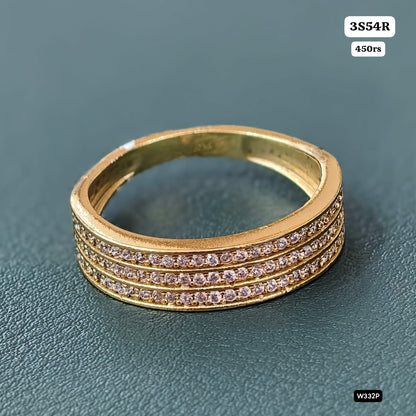 3 Lines white stone Ring