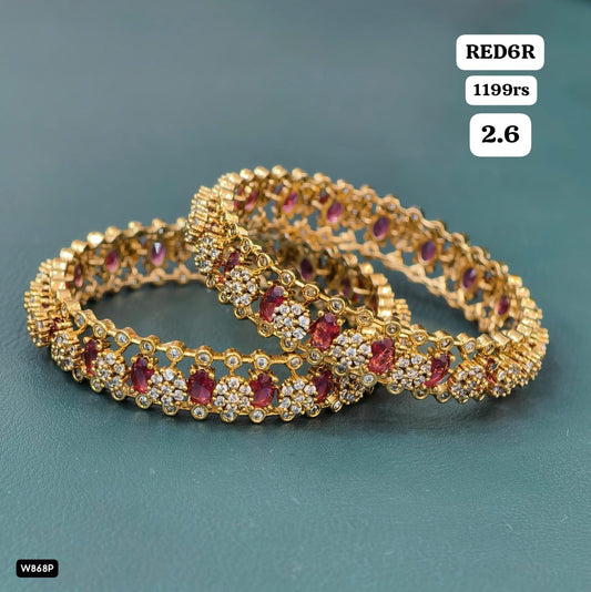 Ruby & white stone Bangles (2.6)