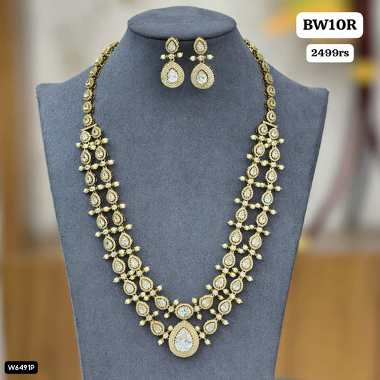 Double Layers White stone long neckset