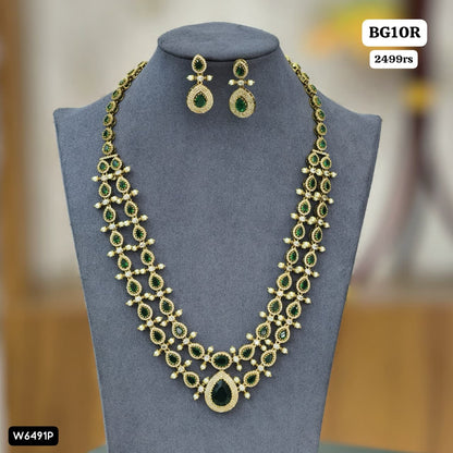 Green stones Long Neckset (Double layer)