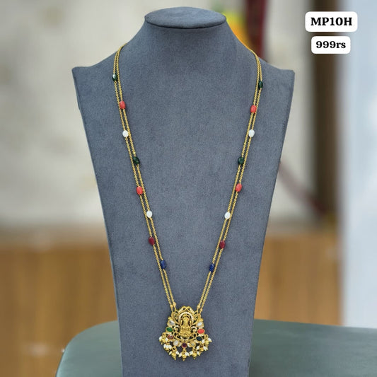 Laxmi pendent with multi beads chain