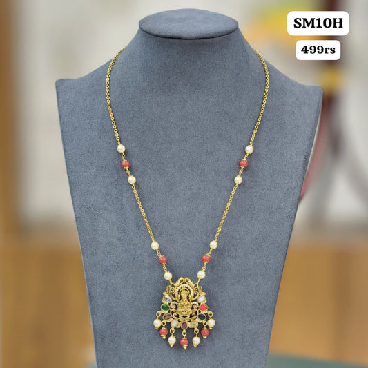 Laxmi pendant with pagadam beads chain