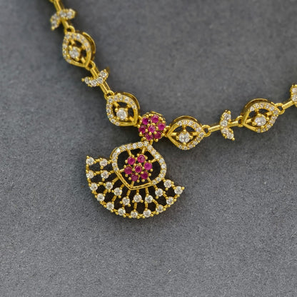 Ruby & White stone Short Neckset