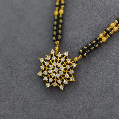 Flower pendant with Long Black beads