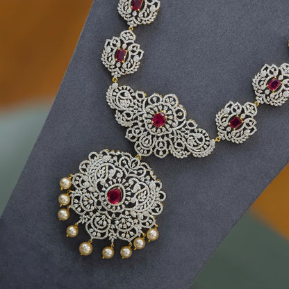 Diamond Long Neckset (Pink)